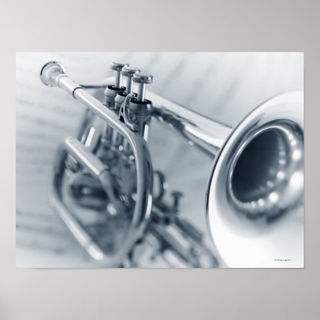 Cornet on Music Sheets Poster (Front)