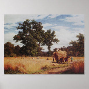 Cornfield With Oaks   Landscape Oil Painting Poster