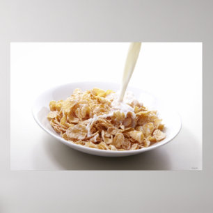 Cornflakes and milk poster