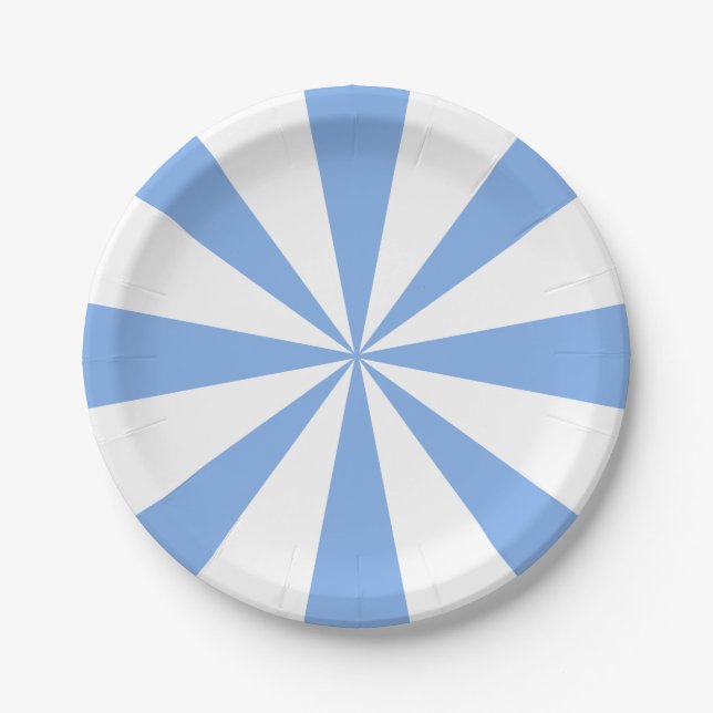 Cornflower Accent French Blue Geometric Party Paper Plate (Front)