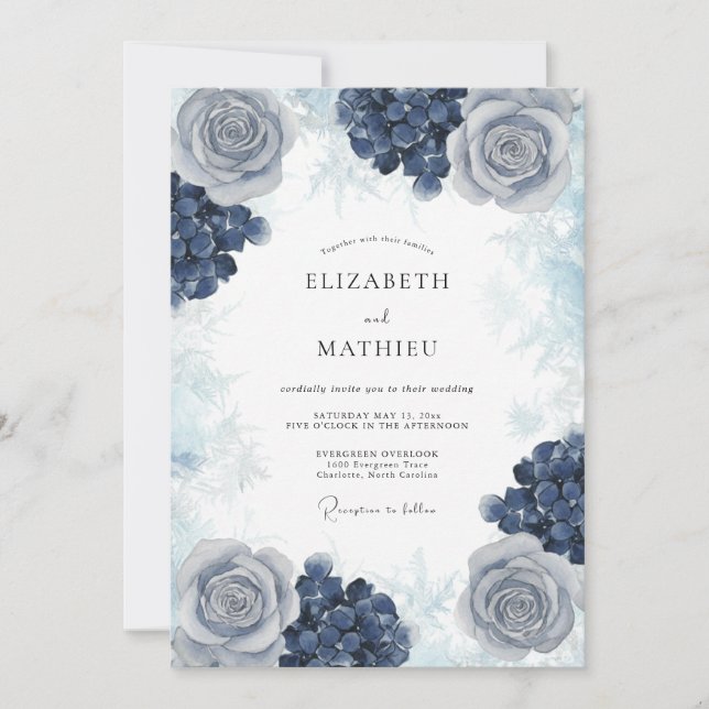 Cornflower Arctic Winter Wedding Invitation (Front)
