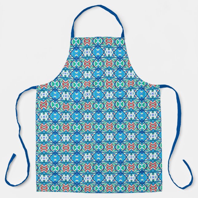 Cornflower Balanced Harmony Colours Abstract Lines Apron (Front)