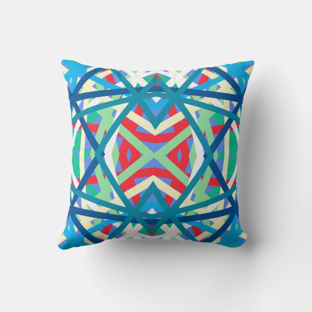 Cornflower Balanced Harmony Colours Abstract Lines Cushion (Back)