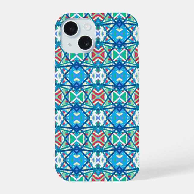 Cornflower Balanced Harmony Colours Abstract Lines iPhone 15 Case (Back)