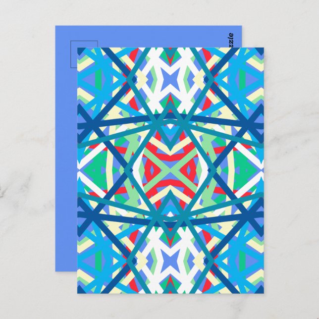 Cornflower Balanced Harmony Colours Abstract Lines Postcard (Front/Back)