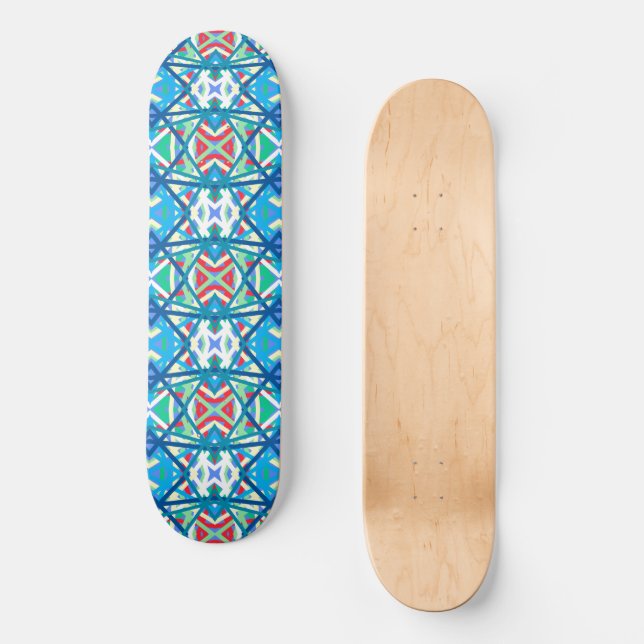 Cornflower Balanced Harmony Colours Abstract Lines Skateboard (Front)