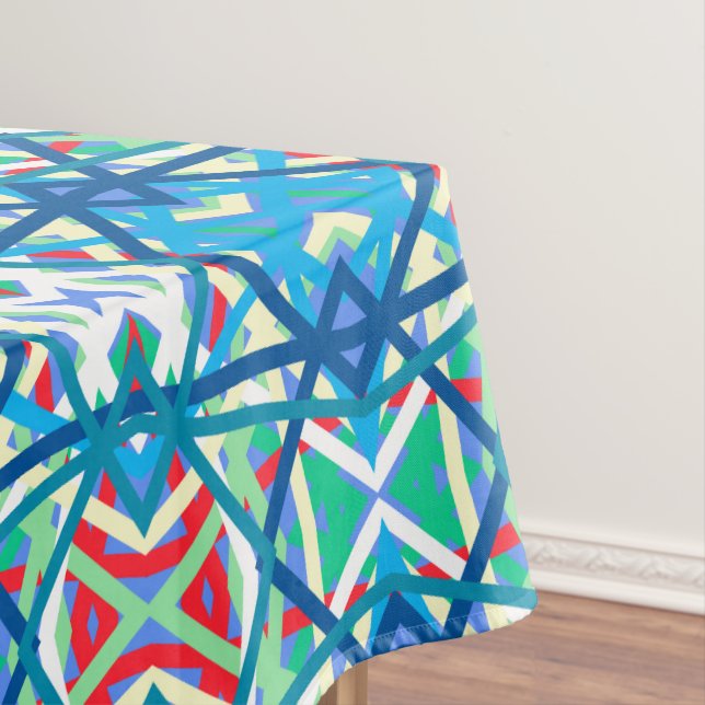 Cornflower Balanced Harmony Colours Abstract Lines Tablecloth (In Situ)
