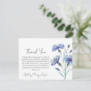 Cornflower   Bereavement Thank You Card 