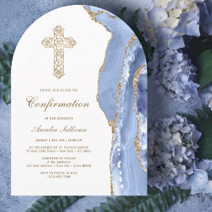 Cornflower Blue Agate Confirmation Invitation