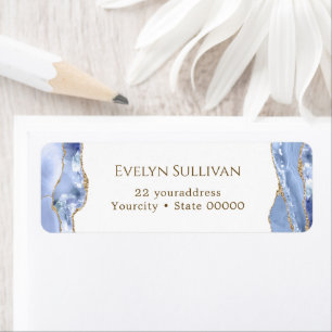 Cornflower blue agate return address label