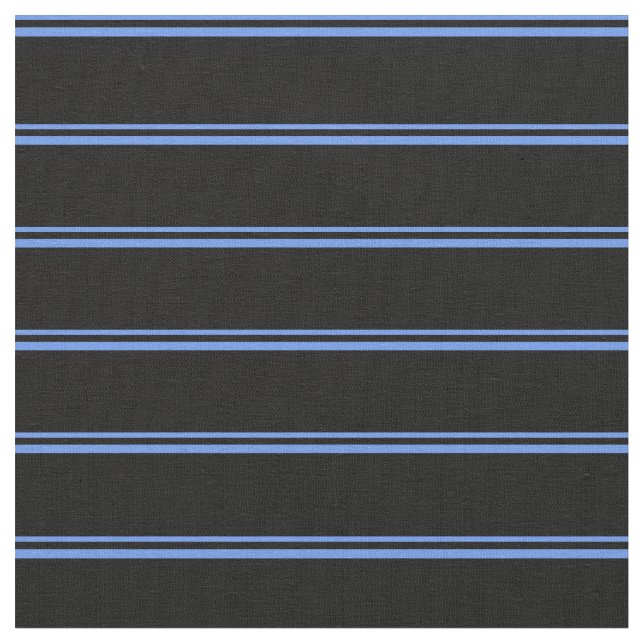 Cornflower Blue and Black Pattern of Stripes Fabric (Close Up)