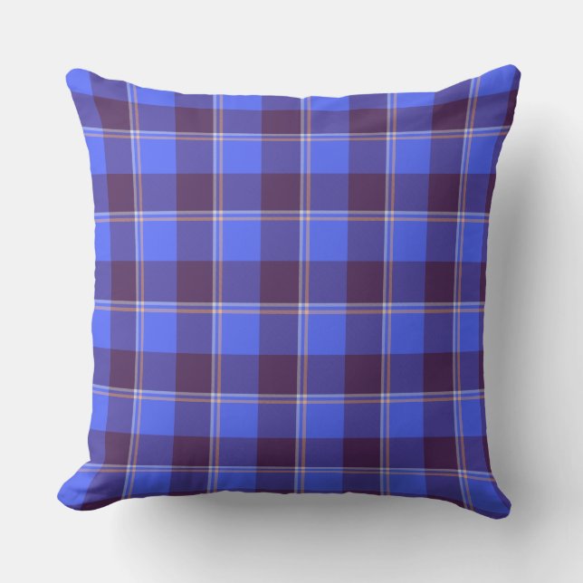 Cornflower Blue and Livid Brown Plaid Cushion (Front)