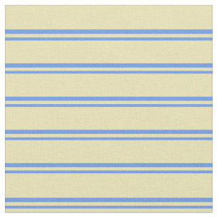 Cornflower Blue and Tan Coloured Striped Pattern Fabric