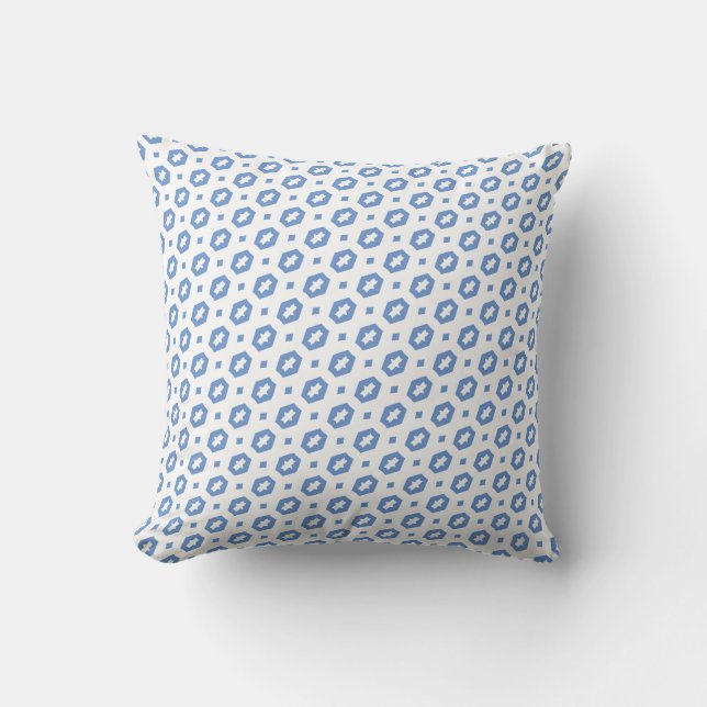 Cornflower Blue and White: Geometriana Cushion (Front)