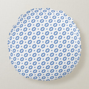Cornflower Blue and White: Geometriana Round Cushion