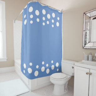 Cornflower Blue and white Modern Bubbles Dots Shower Curtain