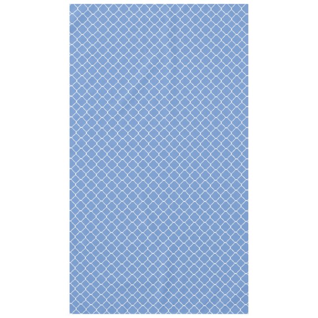 Cornflower Blue and White Quatrefoil Tablecloth (Front)
