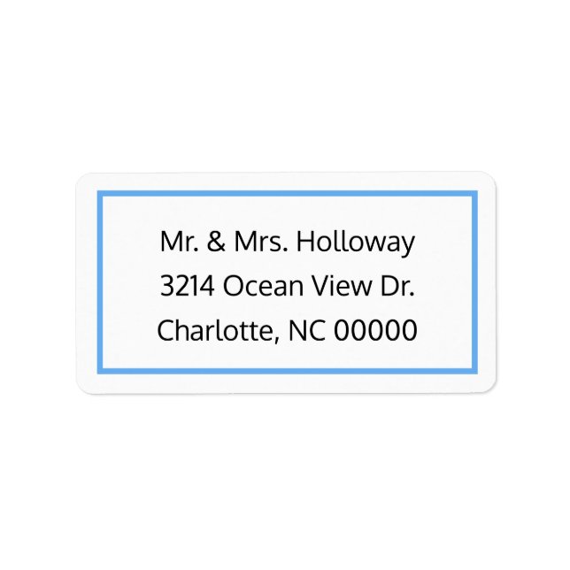 Cornflower Blue and White RSVP Address Label (Front)