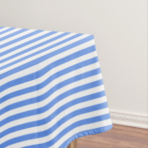 Cornflower Blue and White Stripe Tablecloth