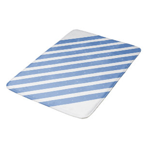 Cornflower blue and white stripes bath mat