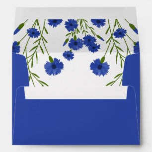 Cornflower Blue Botanical Wedding  Envelope