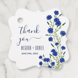 Cornflower Blue Botanical Wedding Favour Tags