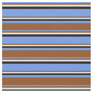 Cornflower Blue, Brown, Light Yellow, and Black Fabric