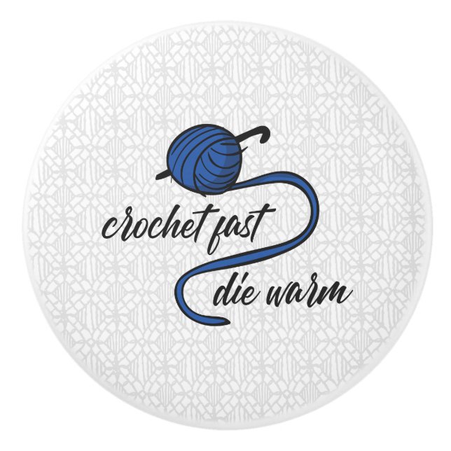 Cornflower Blue Crochet Fast, Die Warm Ceramic Knob (Front)