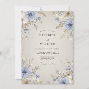 Cornflower Blue Delicate Nature Wedding Invitation