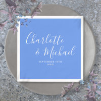 Cornflower Blue Elegant Modern Script Wedding
