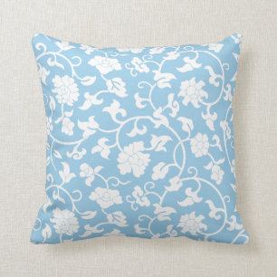 Cornflower Blue Floral Pillow