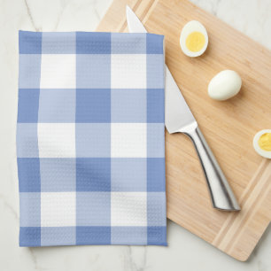 Cornflower Blue Gingham Check Plaid Pattern Tea Towel