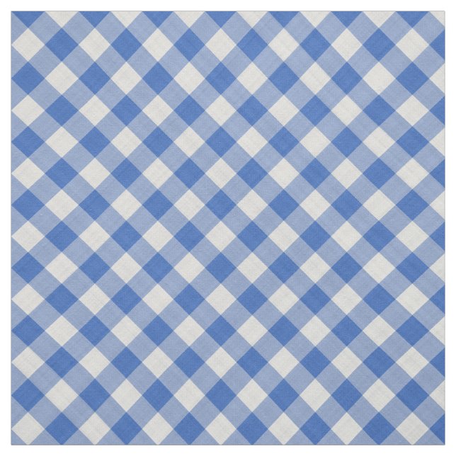 Cornflower Blue Gingham Checkered Plaid Print Fabric (Swatch)