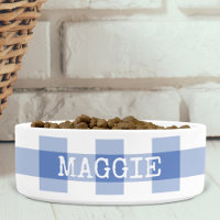 Cornflower Blue Gingham Plaid Personalised Dog