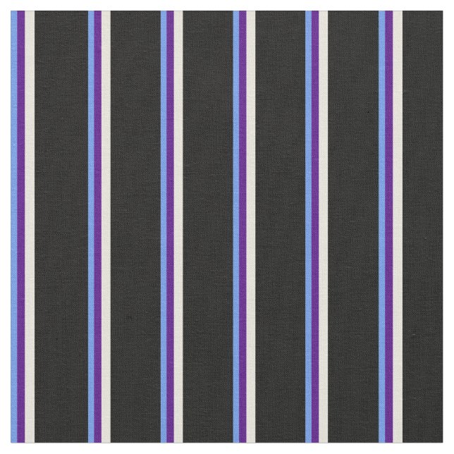Cornflower Blue, Indigo, Beige & Black Coloured Fabric (Close Up)