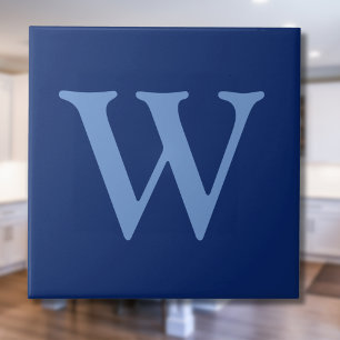 Cornflower Blue Initial Letter Sapphire Blue Ceramic Tile