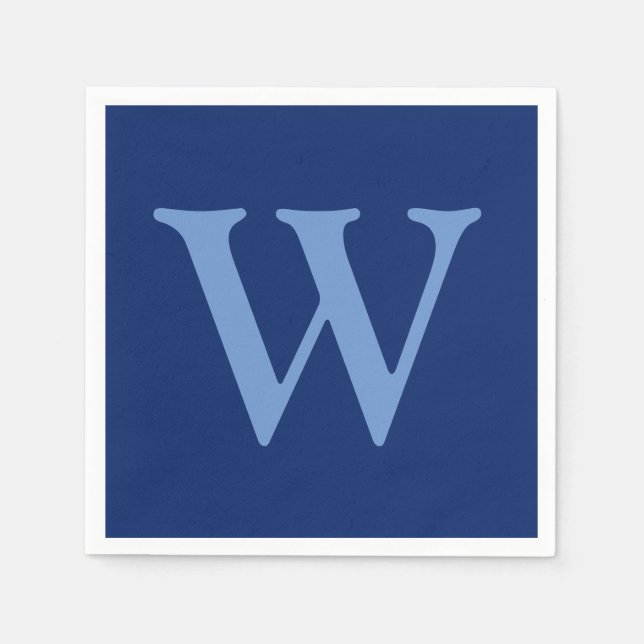 Cornflower Blue Initial Letter | Sapphire Blue Napkin (Front)