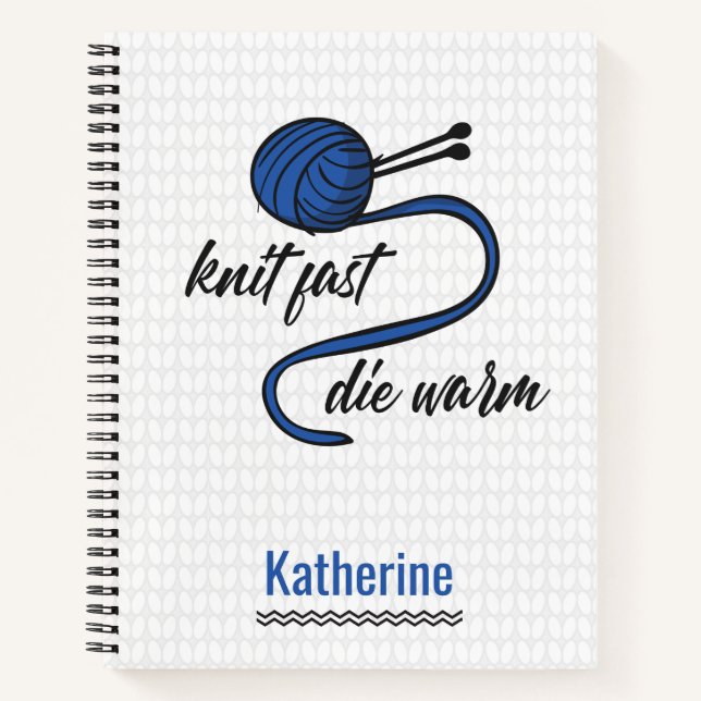 Cornflower Blue Knit Fast, Die Warm Notebook (Front)
