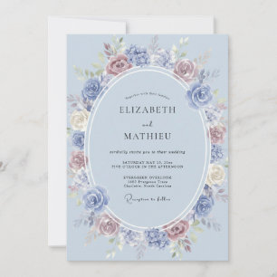 Cornflower Blue Luminous Winter Wedding Invitation