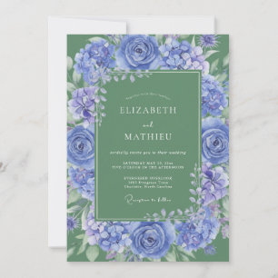 Cornflower Blue Majestic Botanical Wedding Invitation