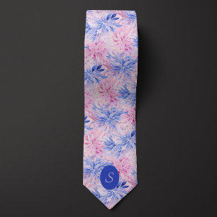 Cornflower Blue & Mauve Floral Tie