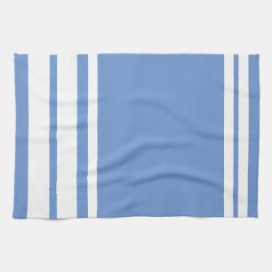 Cornflower Blue : Modern Lines in White Tea Towel