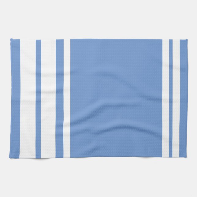 Cornflower Blue : Modern Lines in White Tea Towel (Horizontal)