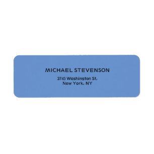 Cornflower Blue Modern Minimalist Plain Return Address Label