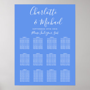 Cornflower Blue Modern Wedding Seating Chart