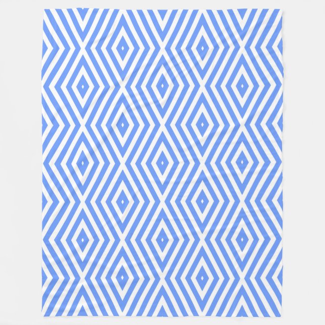 Cornflower Blue Moods Diamond Chevrons Fleece Blanket (Front)
