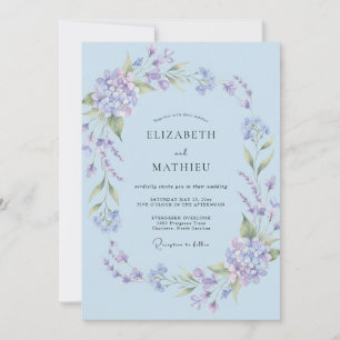 Cornflower Blue Painterly Summer Wedding Invitation
