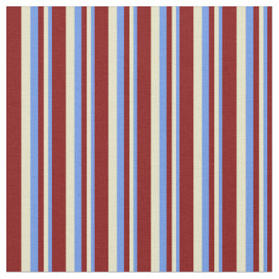 Cornflower Blue, Pale Goldenrod, and Maroon Lines Fabric
