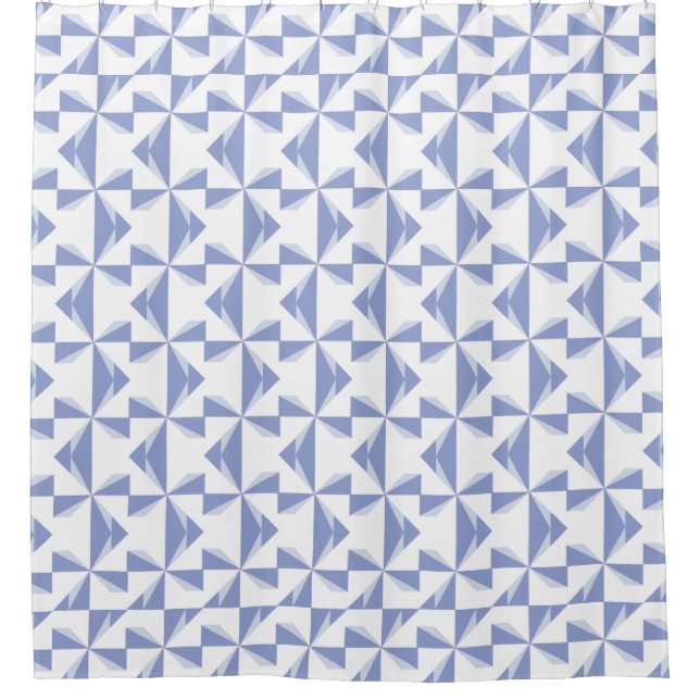 Cornflower Blue Pinwheel Shower Curtain (Front)