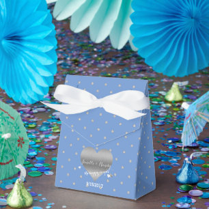 Cornflower Blue Polka Dots Party Favour Boxes